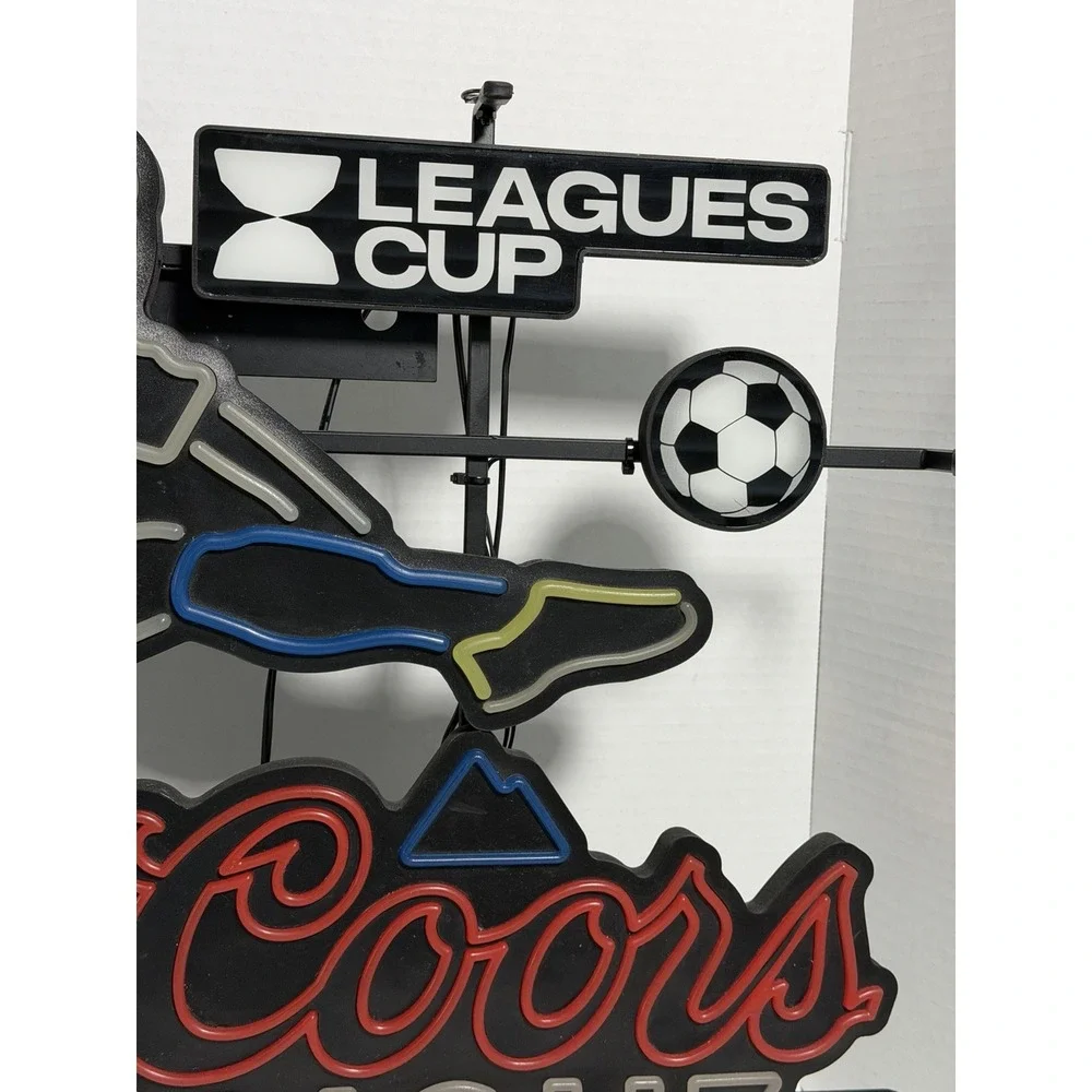 Coors Light Leagues Cup Soccer Neon Style LED Light-Up Sign‎ w/ Wall Adapter